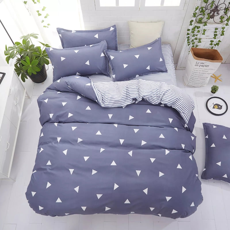 White Triangle Pillowcase Quilt Cover - Single - Duvet Cover Set